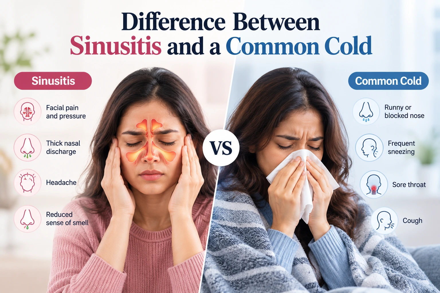 Difference Between Sinusitis and a Common Cold